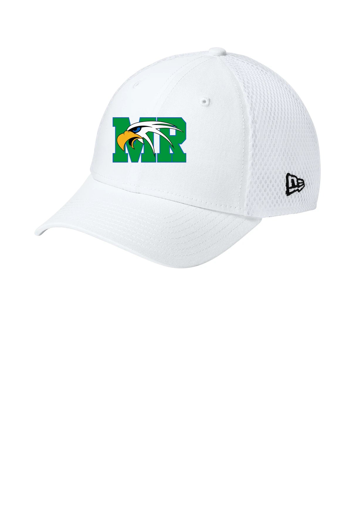 Maple River High School hockey_boys - Flag White/ White New Era - Stretch Mesh Cap. NE1020