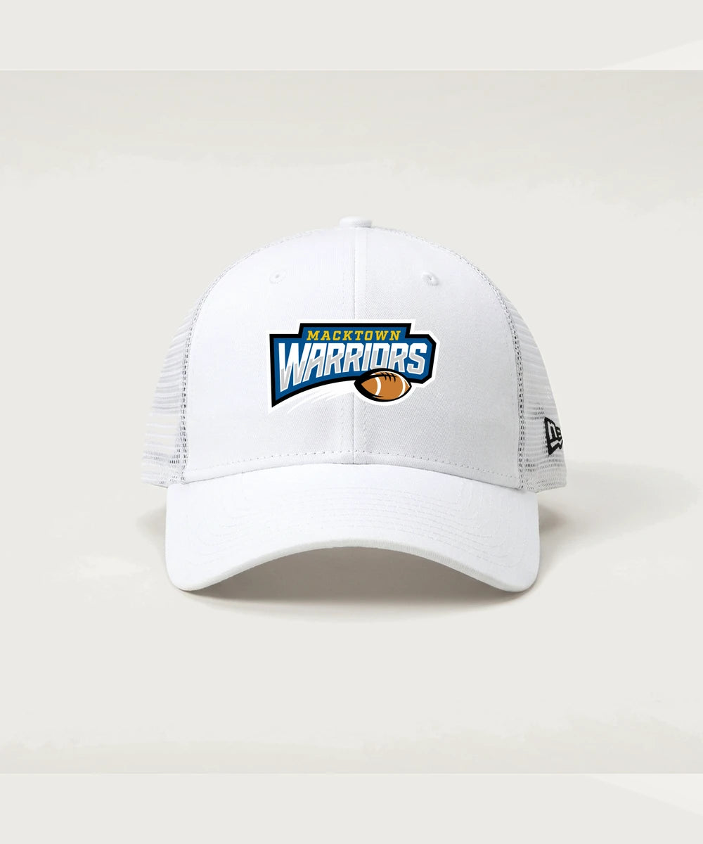 Macktown Warriors Football (Boys) - Flag White/ White New Era - Stretch Mesh Cap. NE1020