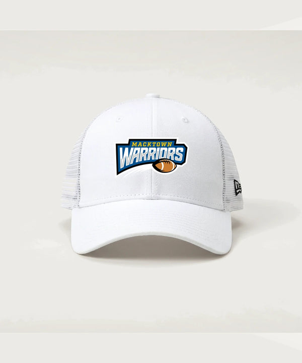 Macktown Warriors Football (Boys) - Flag White/ White New Era - Stretch Mesh Cap. NE1020