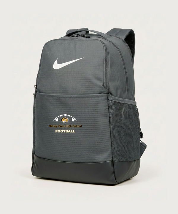 Sibley East High School Football (Boys) - Flint Grey Nike Brasilia Medium Backpack NKDH7709
