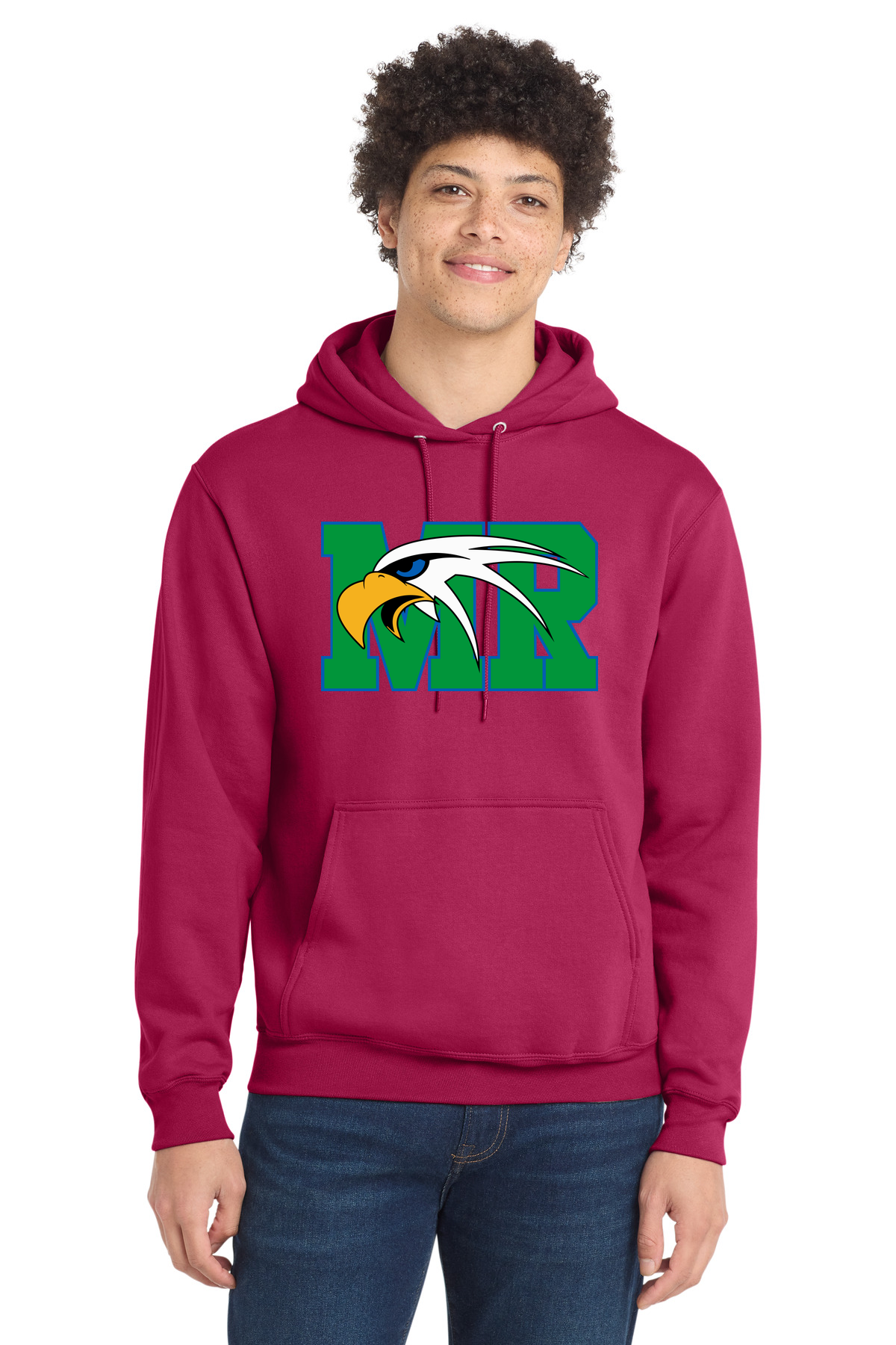 Maple River High School hockey_boys - Flush Pink Port & Co Core Fleece Pullover Hooded Sweatshirt. PC78H