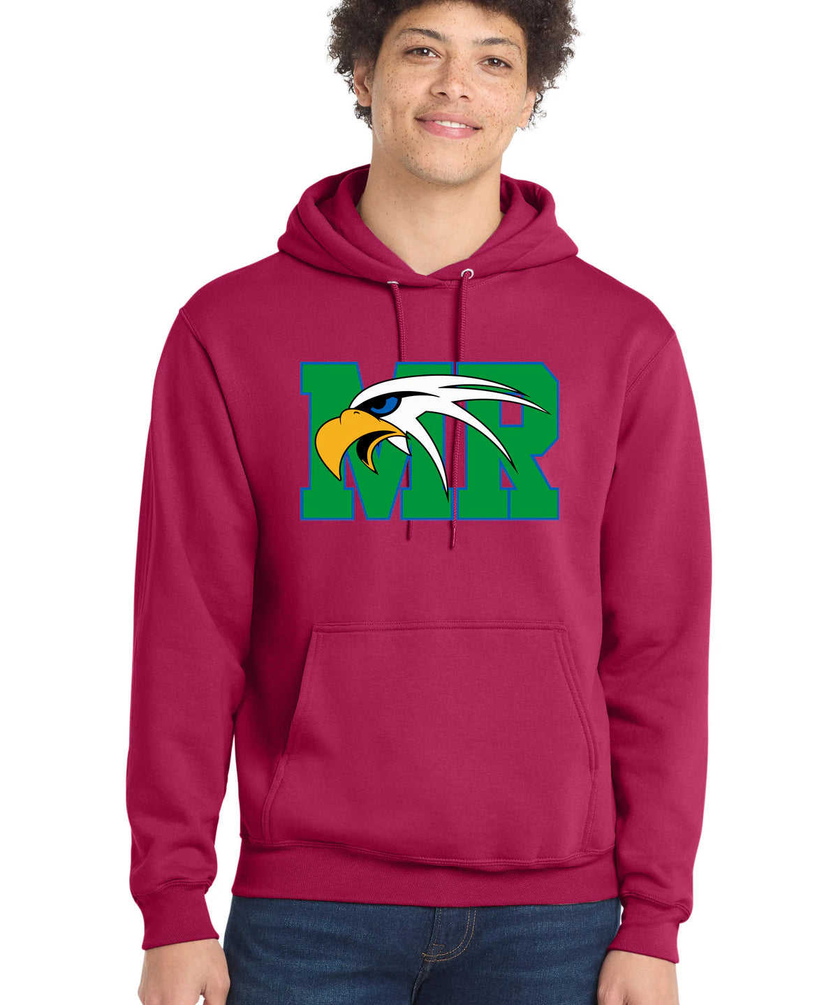 Maple River High School hockey_boys - Flush Pink Port & Co Core Fleece Pullover Hooded Sweatshirt. PC78H