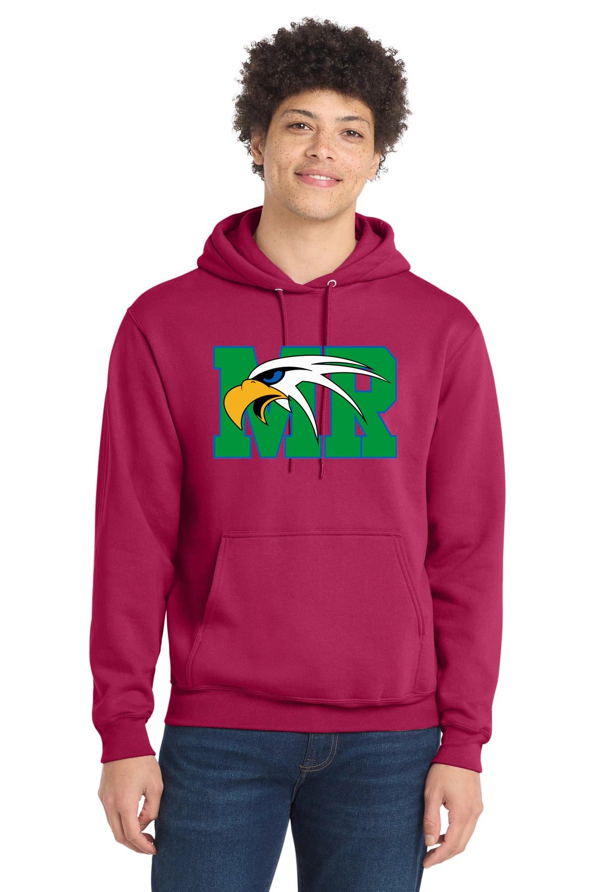 Maple River High School hockey_boys - Flush Pink Port & Co Core Fleece Pullover Hooded Sweatshirt. PC78H