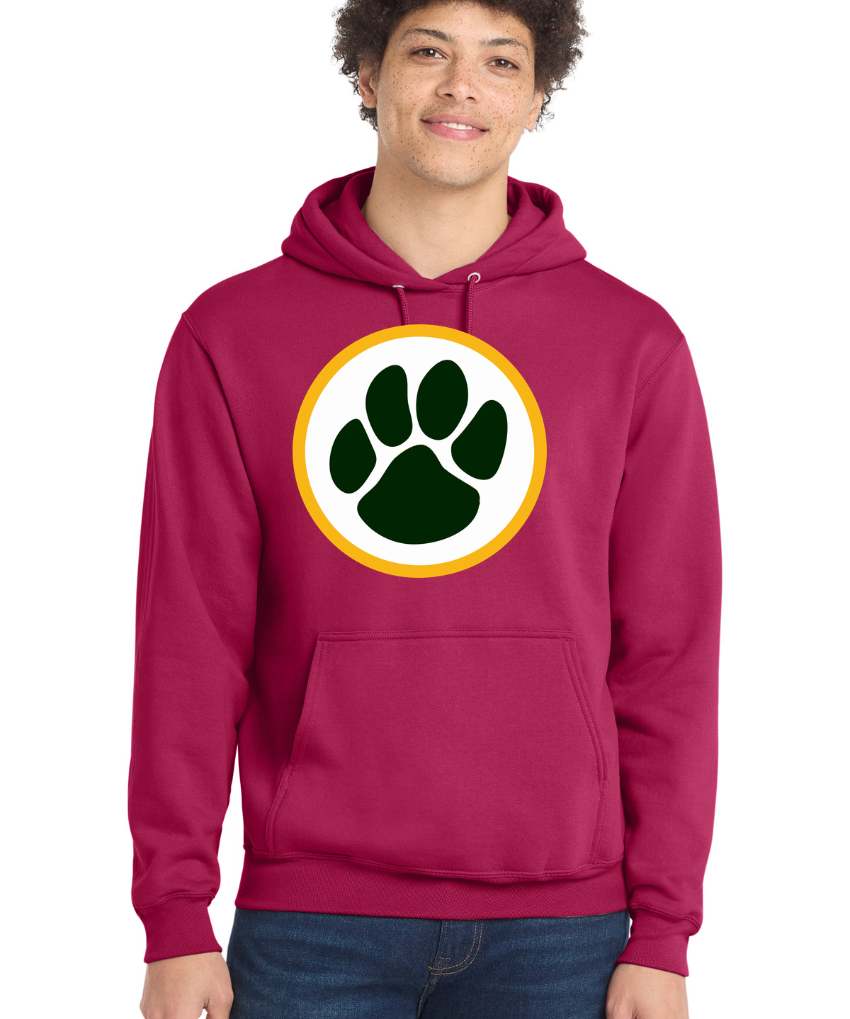 Ashwaubenon High School Football (Boys) - Flush Pink Port & Co Core Fleece Pullover Hooded Sweatshirt. PC78H