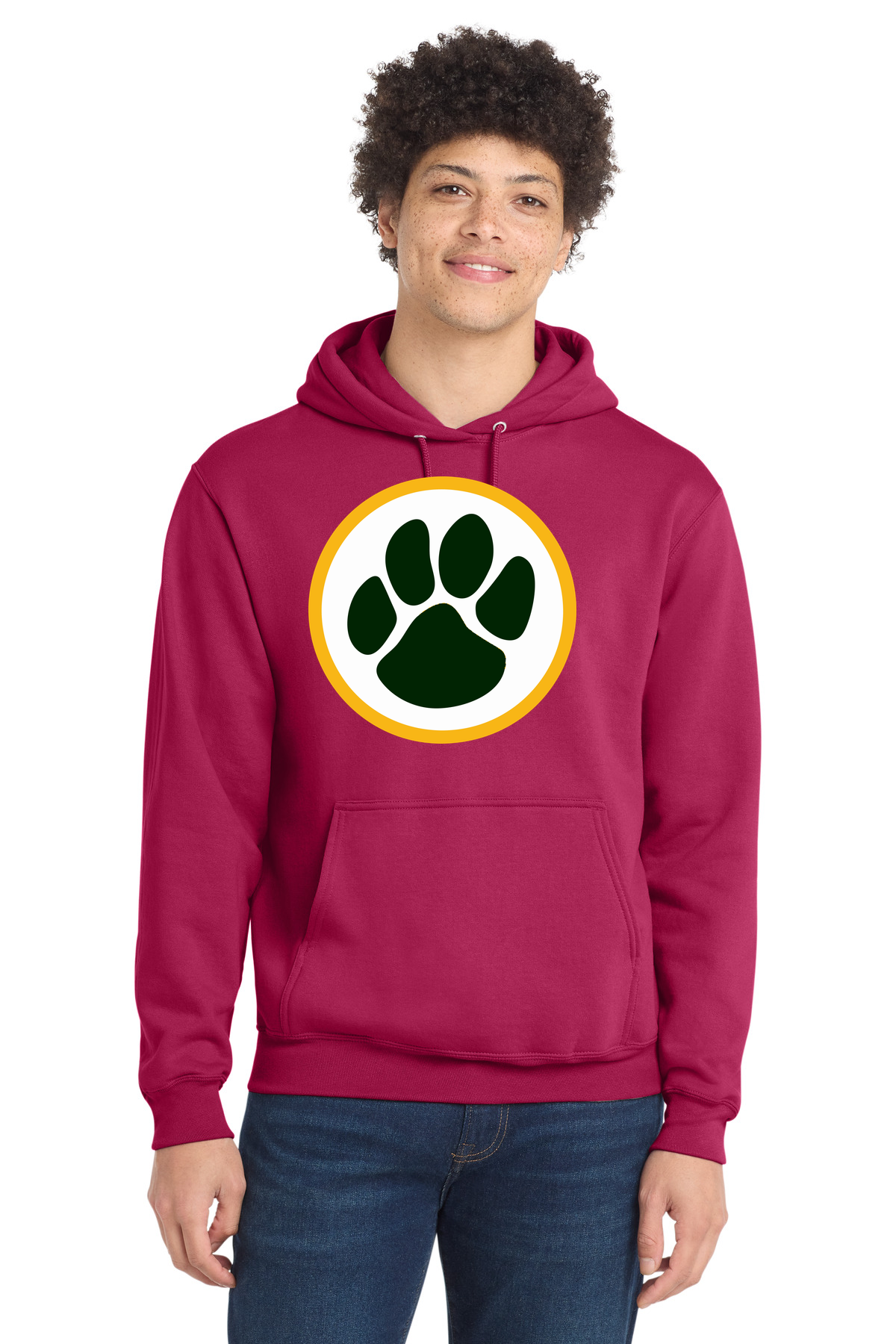 Ashwaubenon High School Football (Boys) - Flush Pink Port & Co Core Fleece Pullover Hooded Sweatshirt. PC78H