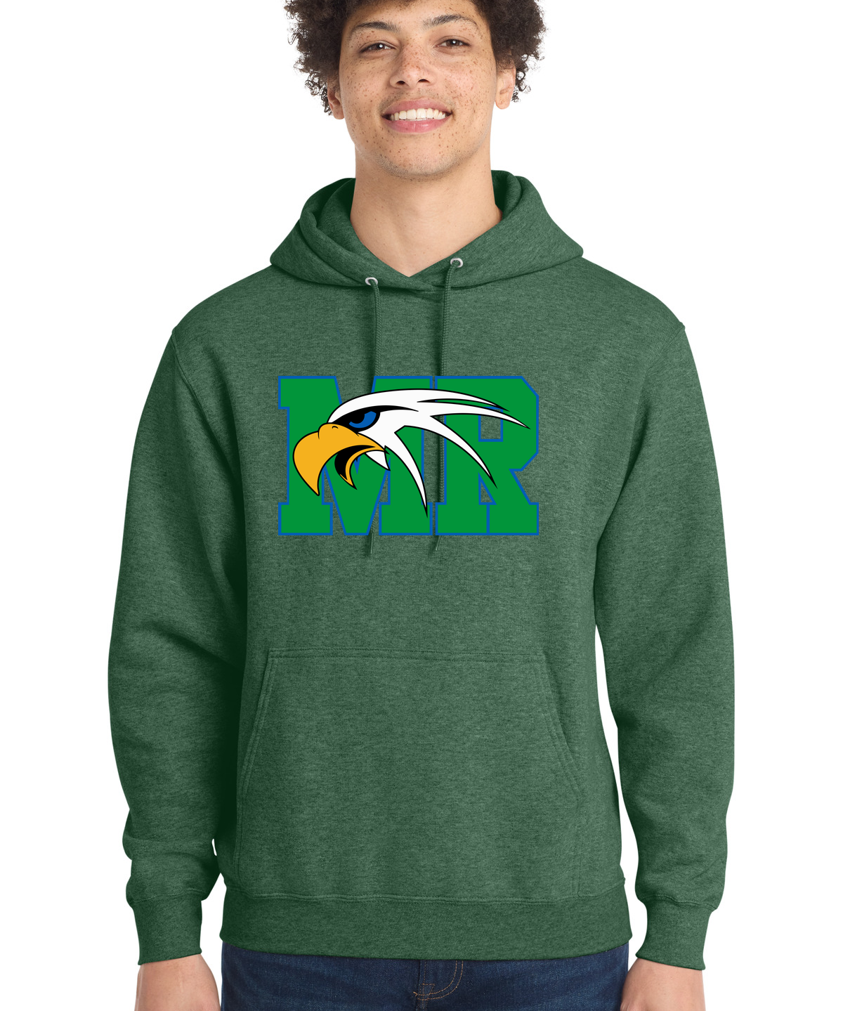 Maple River High School hockey_boys - Forest Green Heather Port & Co Core Fleece Pullover Hooded Sweatshirt. PC78H