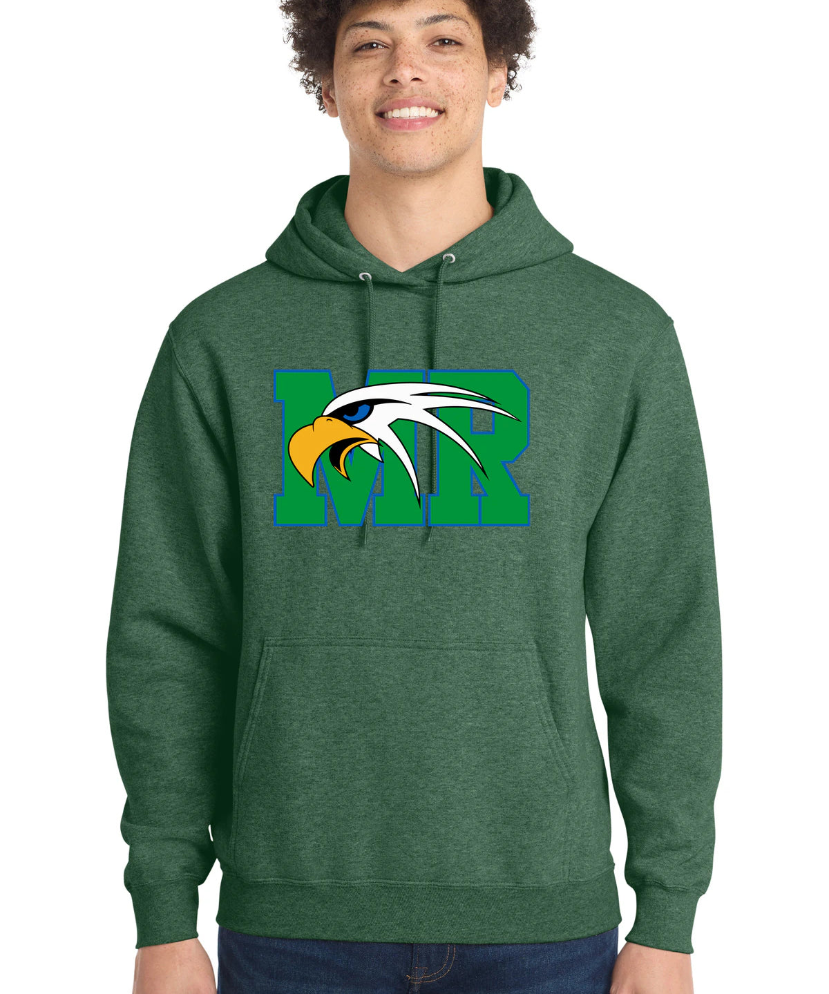 Maple River High School hockey_boys - Forest Green Heather Port & Co Core Fleece Pullover Hooded Sweatshirt. PC78H
