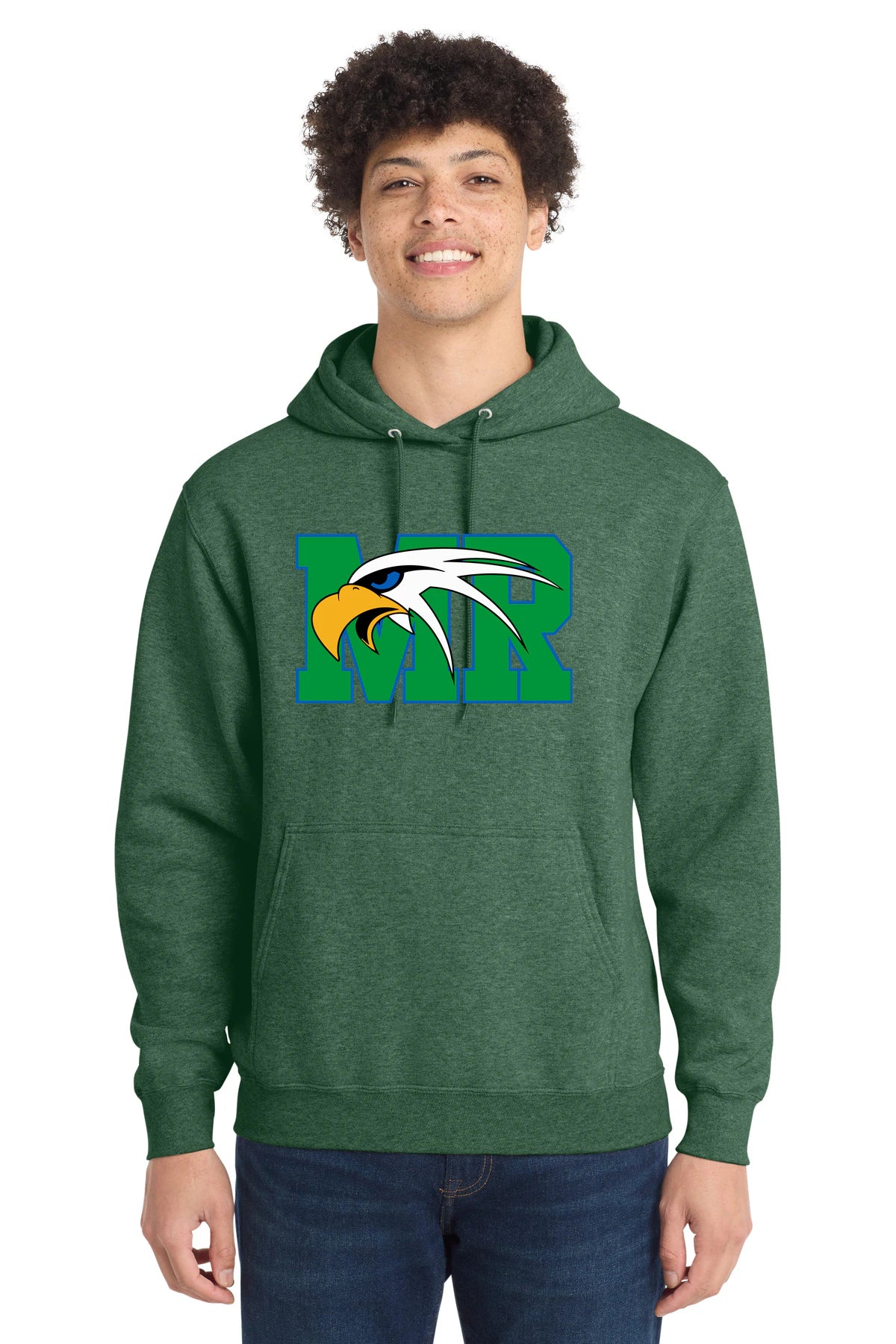 Maple River High School hockey_boys - Forest Green Heather Port & Co Core Fleece Pullover Hooded Sweatshirt. PC78H