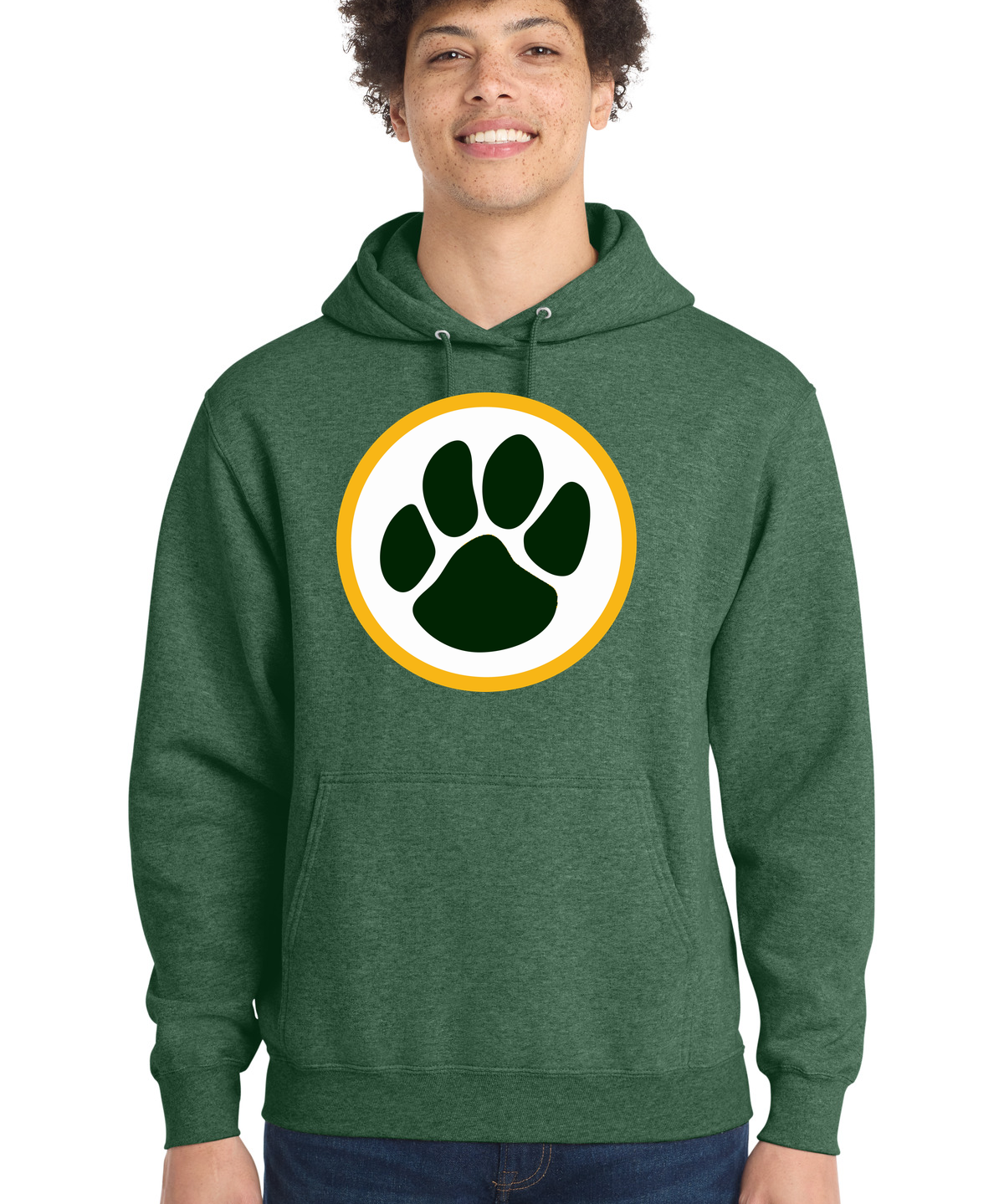 Ashwaubenon High School Football (Boys) - Forest Green Heather Port & Co Core Fleece Pullover Hooded Sweatshirt. PC78H
