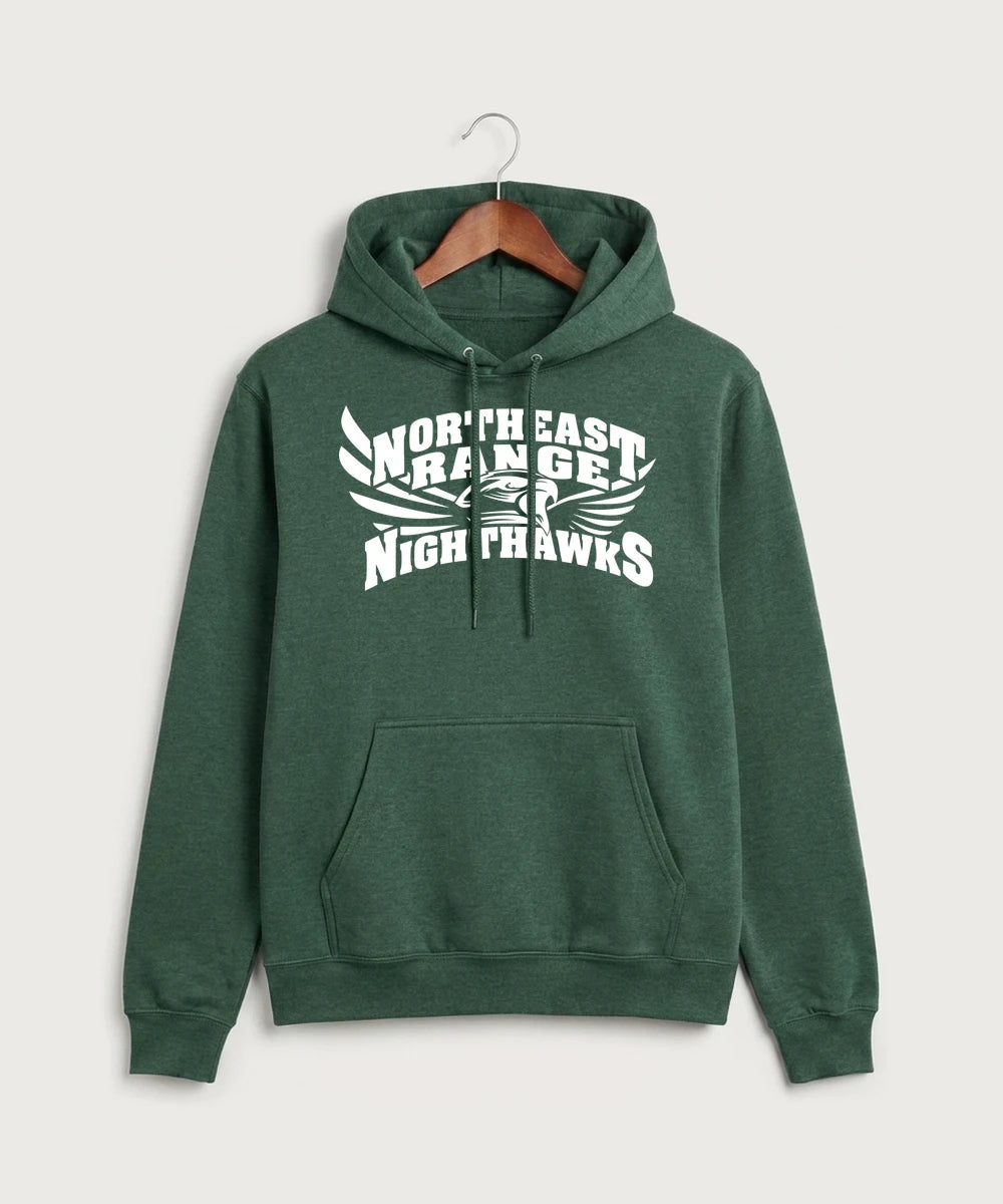 Northeast Range High School Volleyball (Girls) - Forest Green Heather Port & Co Core Fleece Pullover Hooded Sweatshirt. PC78H