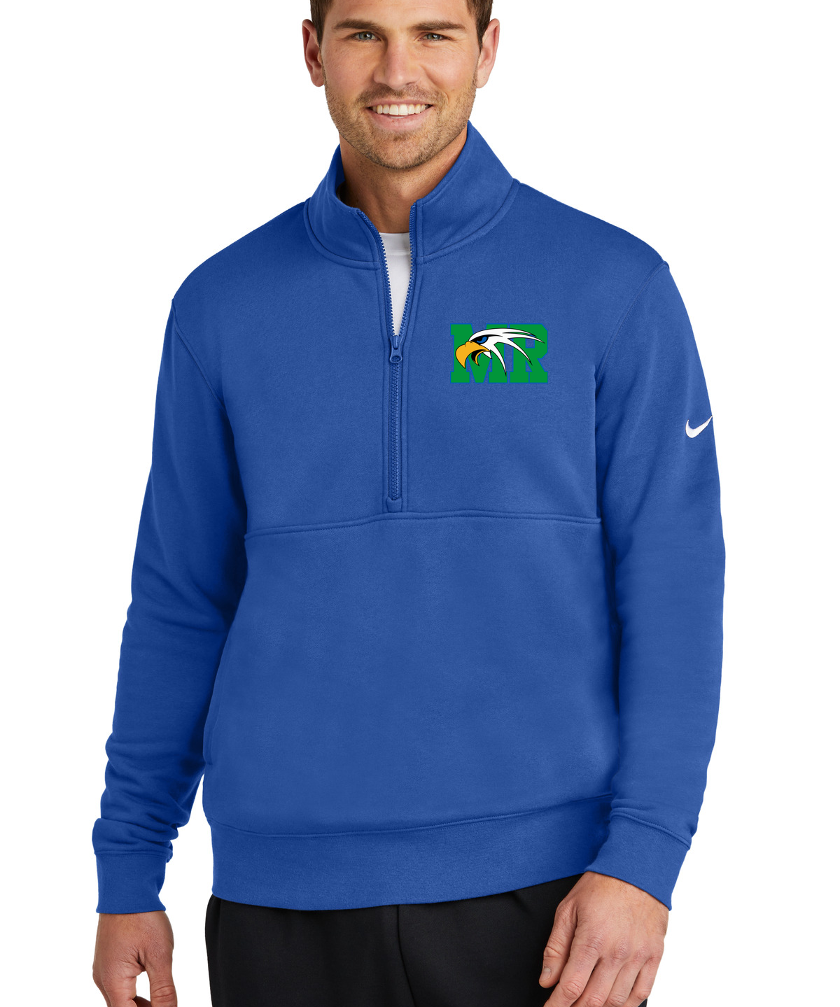 Maple River High School hockey_boys - Game Royal Nike Club Fleece Sleeve Swoosh 1/2-Zip NKDX6718