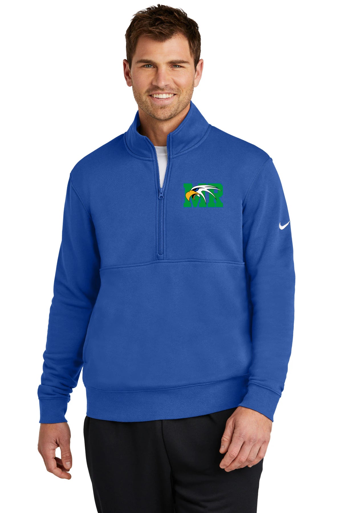Maple River High School hockey_boys - Game Royal Nike Club Fleece Sleeve Swoosh 1/2-Zip NKDX6718