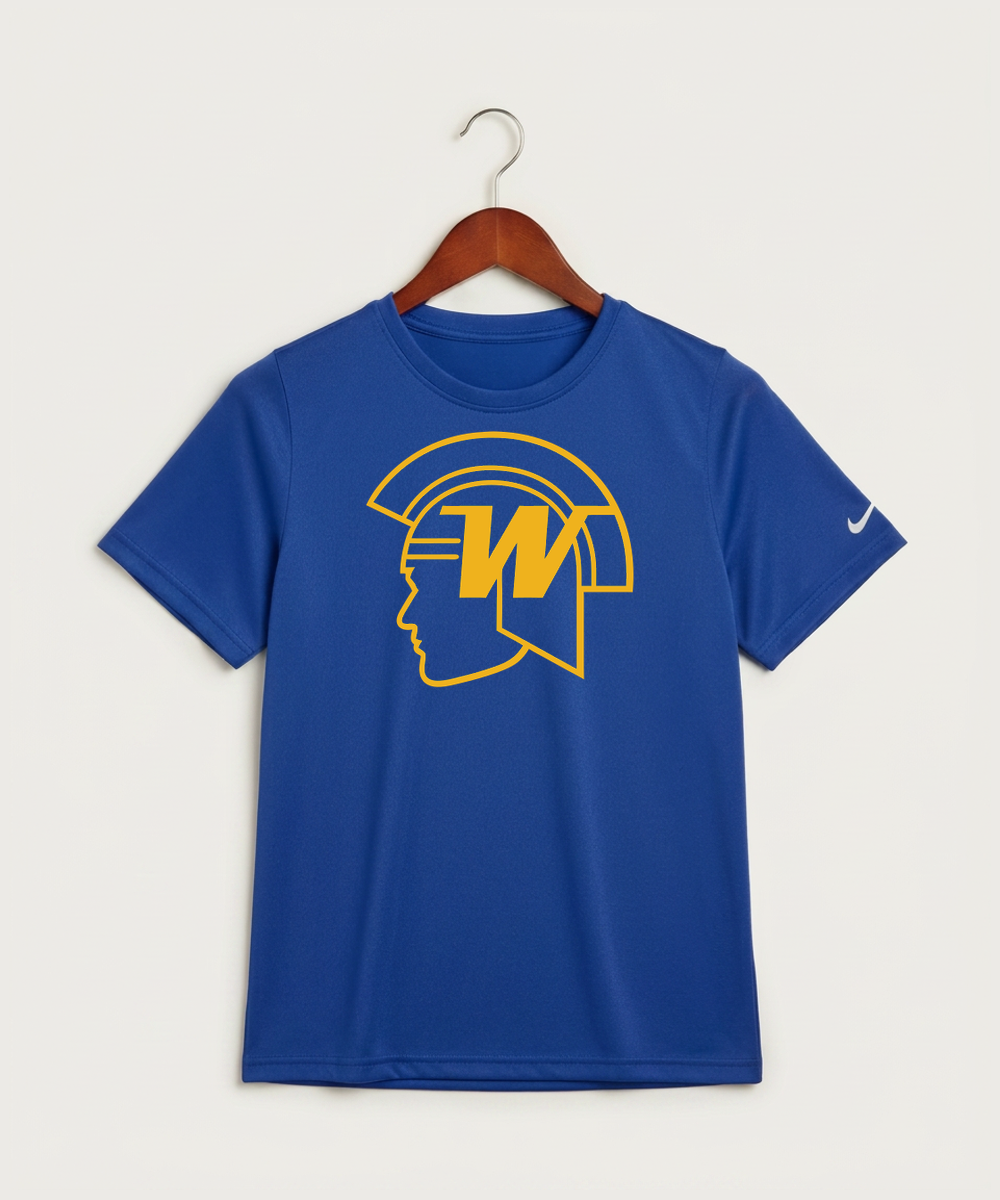 Wayzata High School Football (Boys) - Game Royal Nike Youth Swoosh Sleeve rLegend Tee NKDX8787