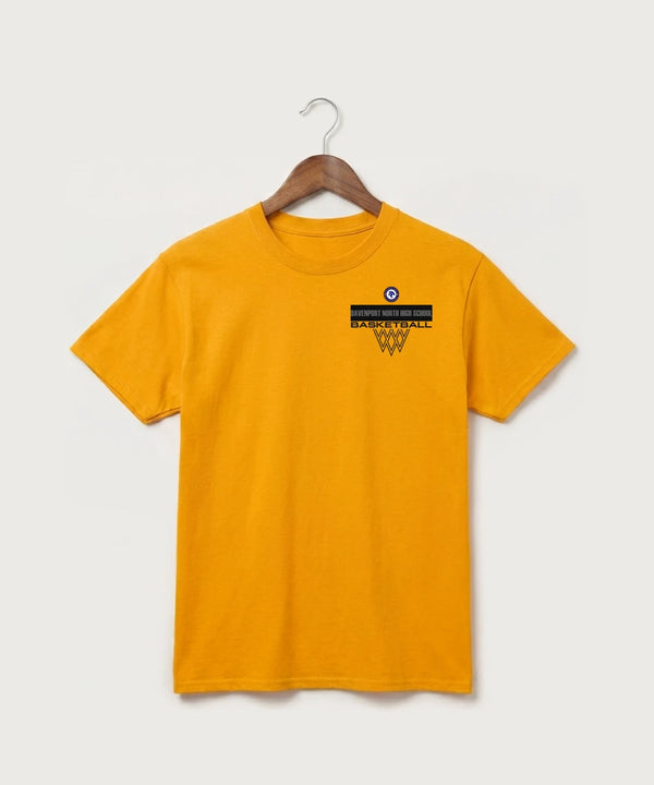 Davenport North High School Basketball Team Store - Gold Port & Co Core Cotton Tee. PC54