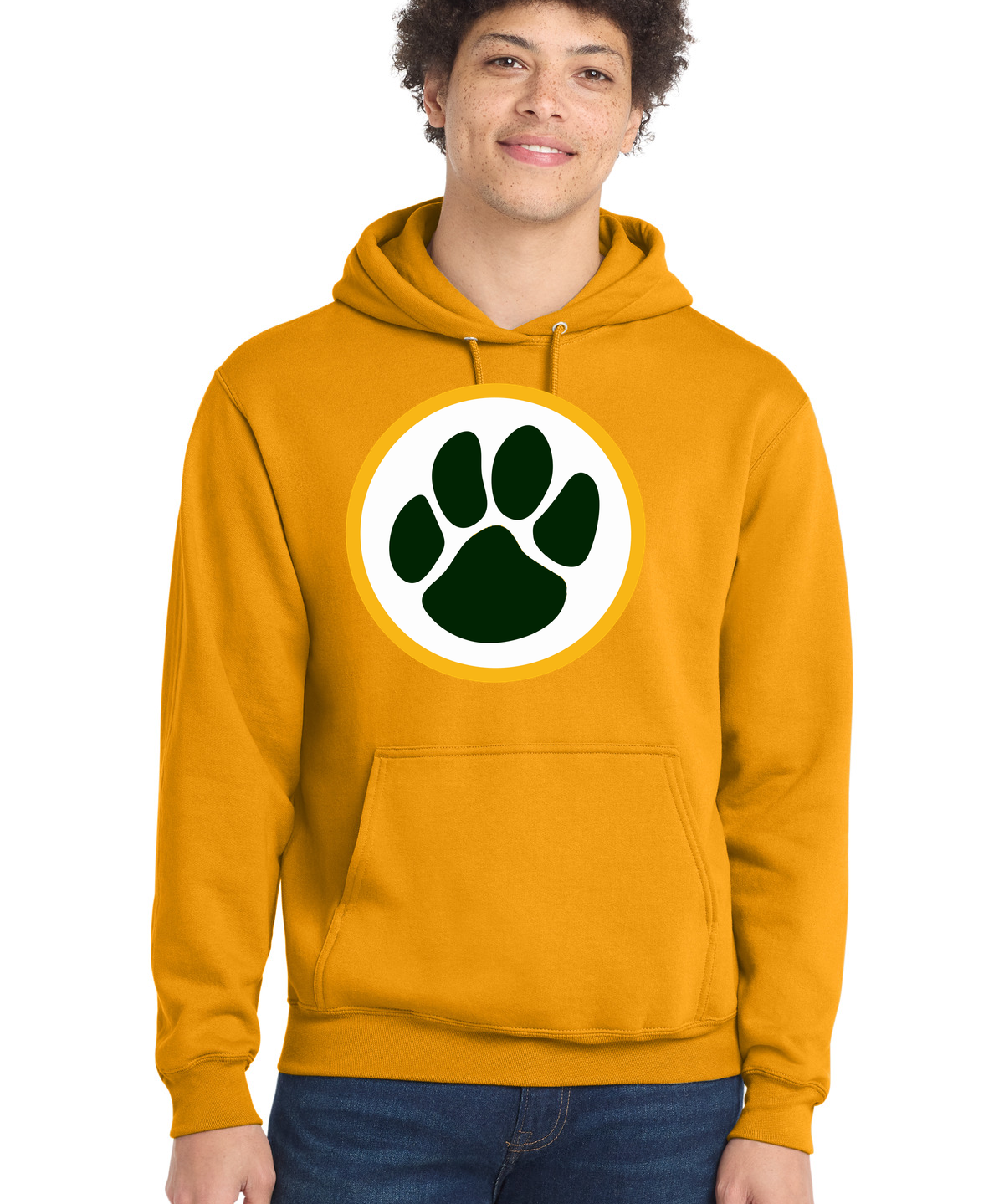 Ashwaubenon High School Football (Boys) - Gold Port & Co Core Fleece Pullover Hooded Sweatshirt. PC78H