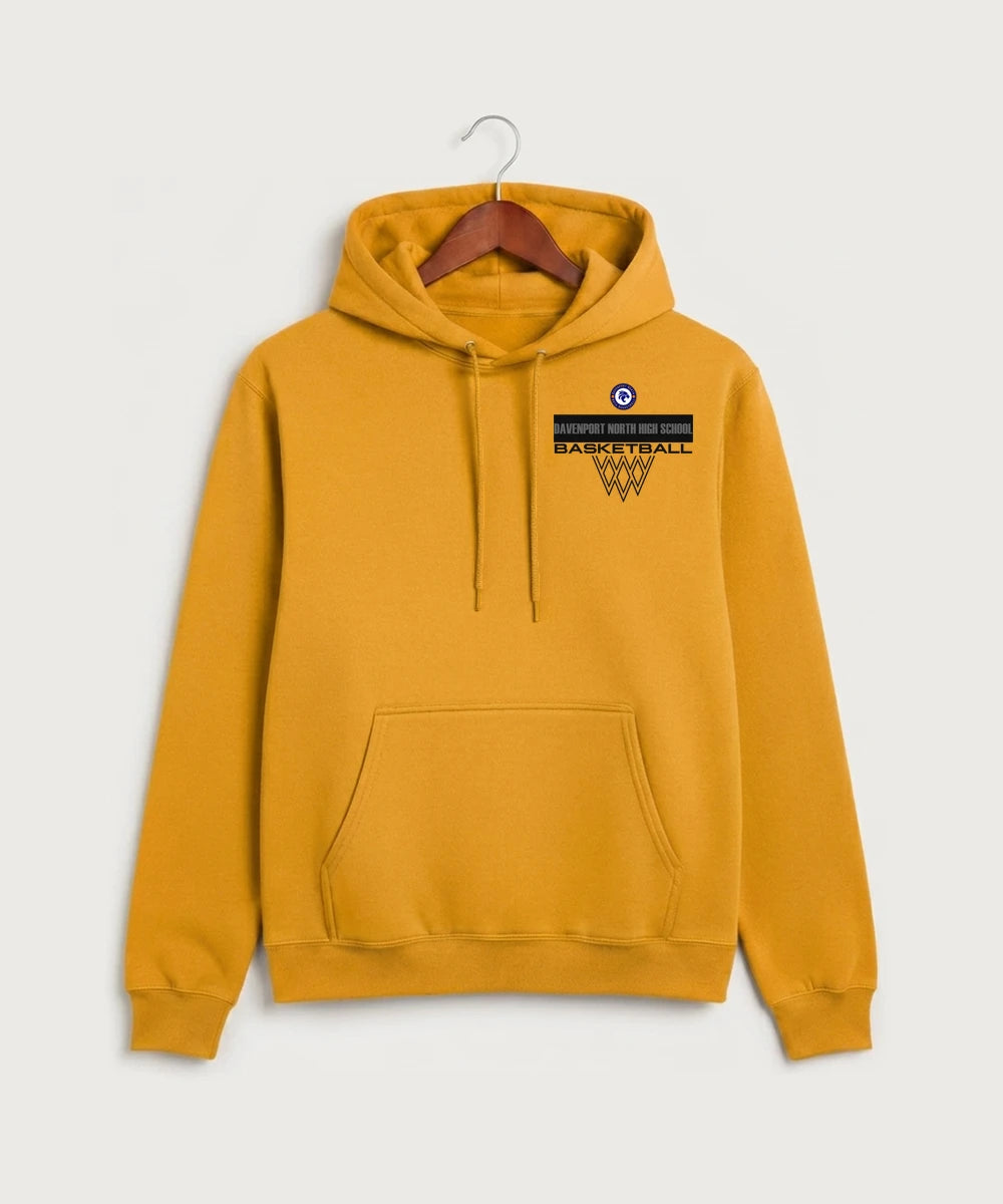 Davenport North High School Basketball Team Store - Gold Port & Co Core Fleece Pullover Hooded Sweatshirt. PC78H