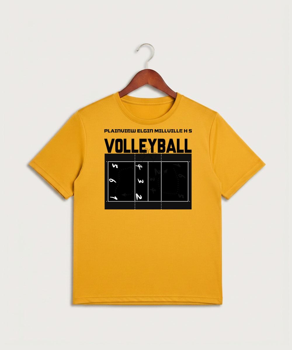 Plainview Elgin Millville H S Volleyball (Girls) - Gold Sport-Tek PosiCharge Competitor Tee. ST350
