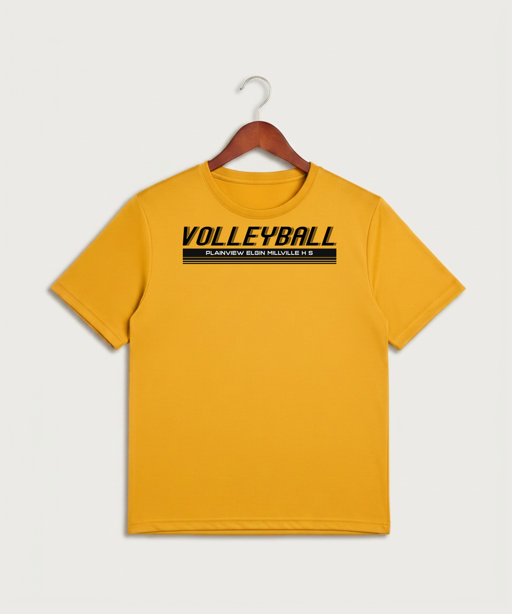 Plainview Elgin Millville H S Volleyball (Girls) - Gold Sport-Tek PosiCharge Competitor Tee. ST350