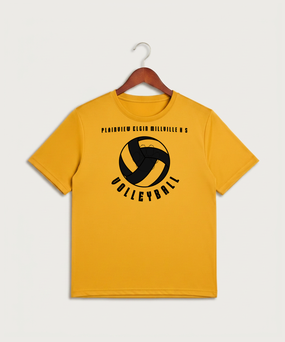 Plainview Elgin Millville H S Volleyball (Girls) - Gold Sport-Tek PosiCharge Competitor Tee. ST350