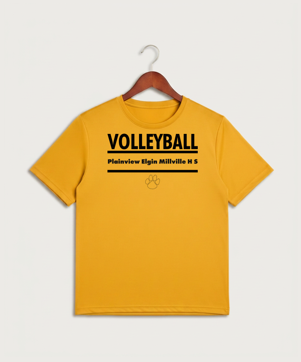 Plainview Elgin Millville H S Volleyball (Girls) - Gold Sport-Tek PosiCharge Competitor Tee. ST350