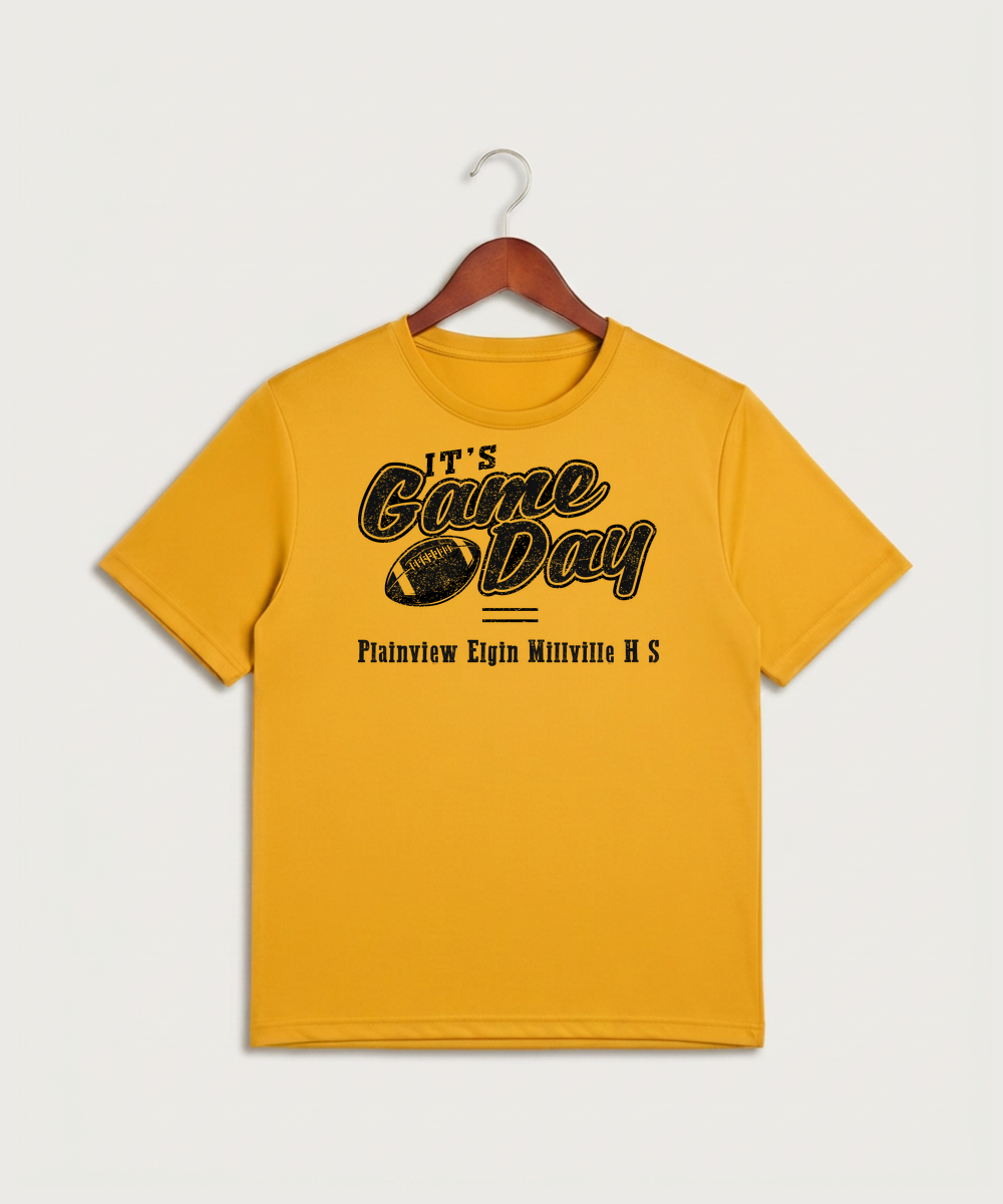 Plainview Elgin Millville H S Football (Boys) - Gold Sport-Tek PosiCharge Competitor Tee. ST350