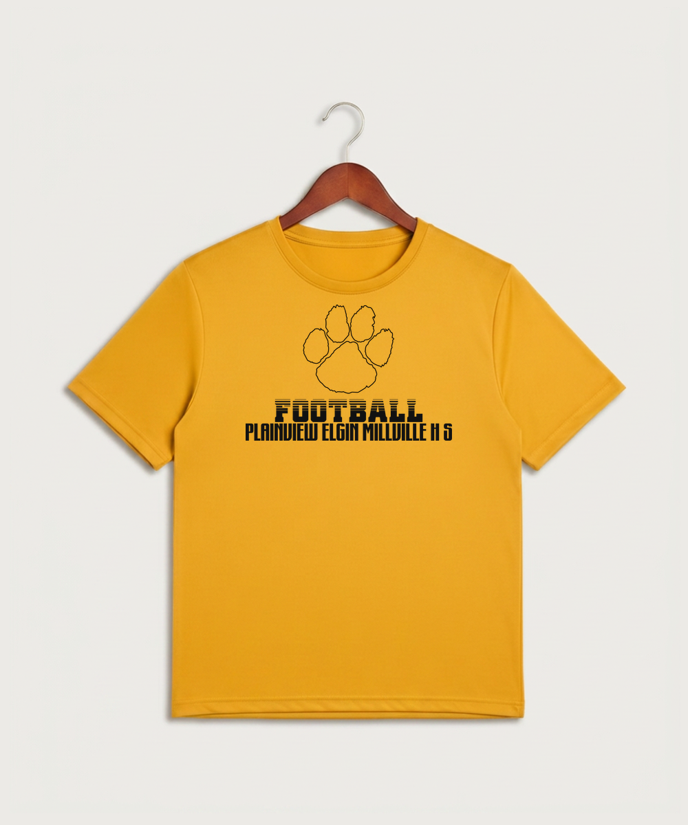 Plainview Elgin Millville H S Football (Boys) - Gold Sport-Tek PosiCharge Competitor Tee. ST350