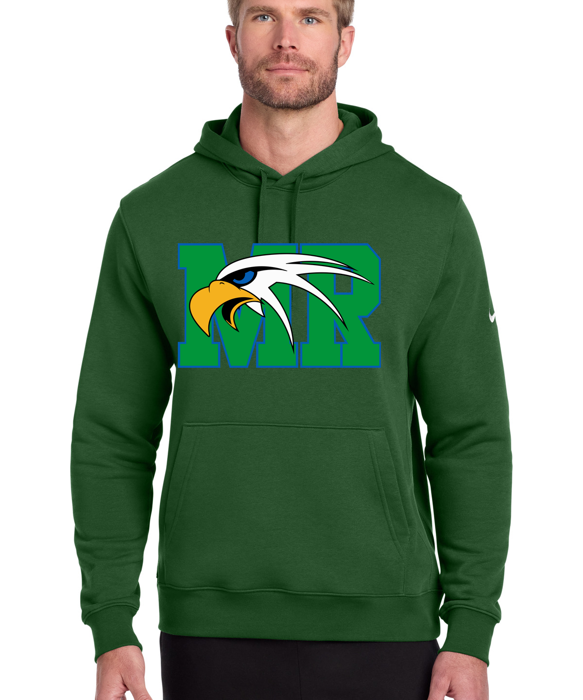 Maple River High School hockey_boys - Gorge Green Nike Club Fleece Sleeve Swoosh Pullover Hoodie NKDR1499