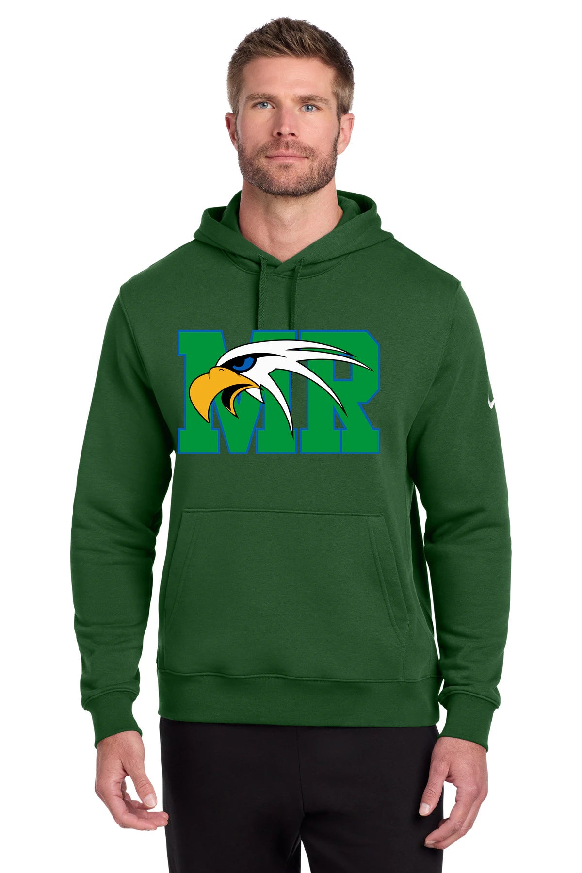 Maple River High School hockey_boys - Gorge Green Nike Club Fleece Sleeve Swoosh Pullover Hoodie NKDR1499