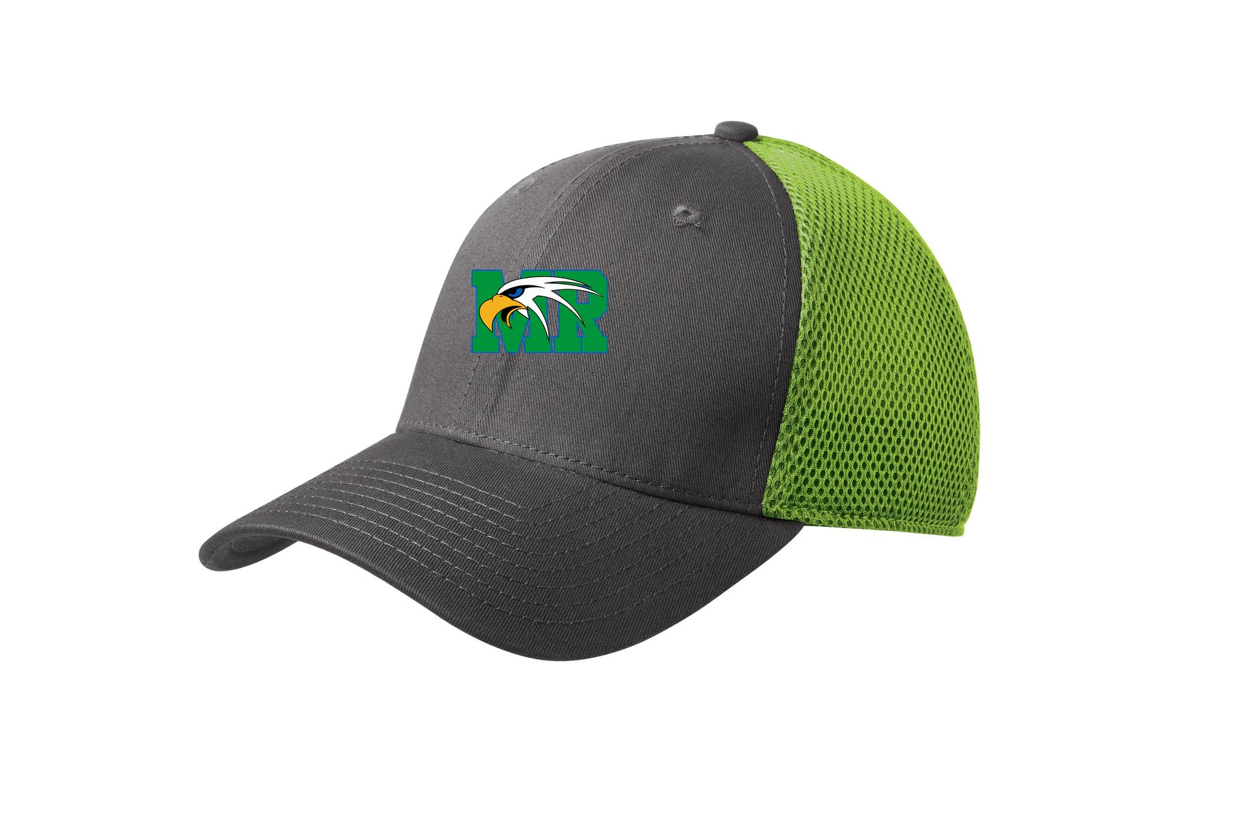 Maple River High School hockey_boys - Graphite/ Cyber Green New Era - Stretch Mesh Cap. NE1020