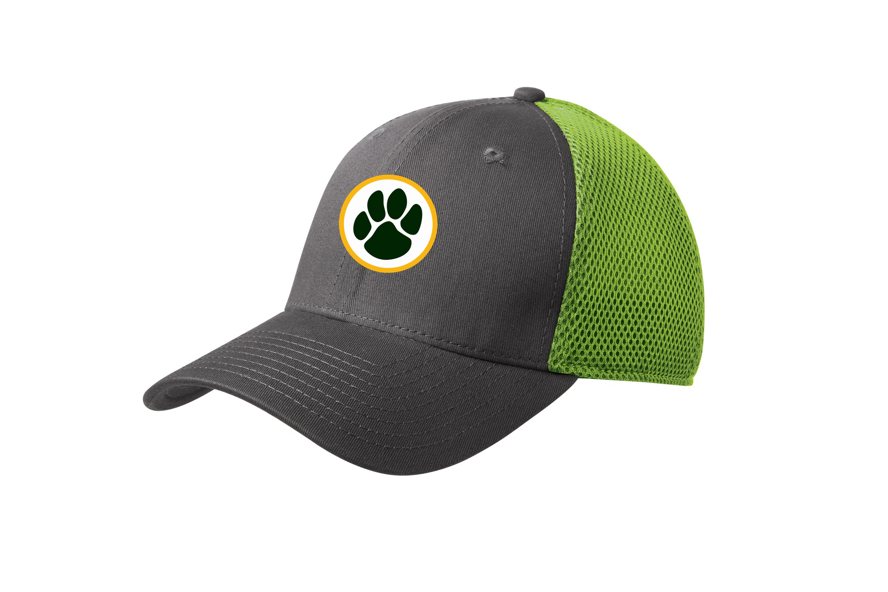 Ashwaubenon High School Football (Boys) - Graphite/ Cyber Green New Era - Stretch Mesh Cap. NE1020