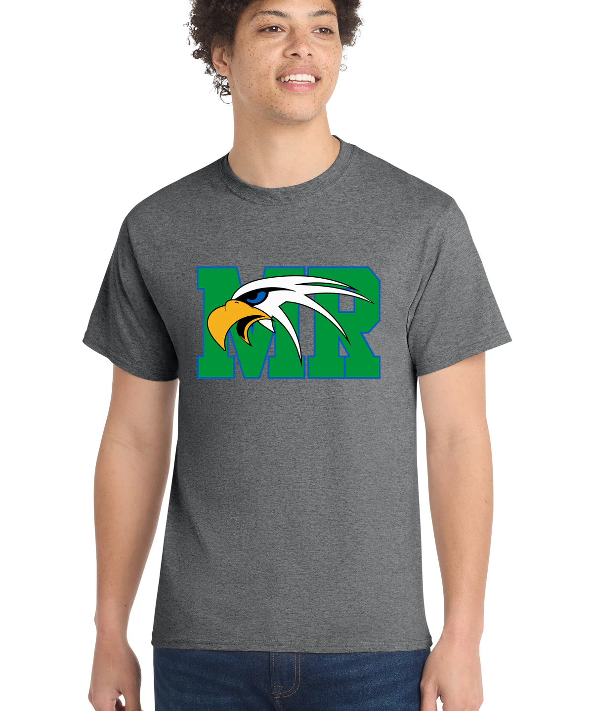 Maple River High School hockey_boys - Graphite Heather Port & Co Core Cotton Tee. PC54