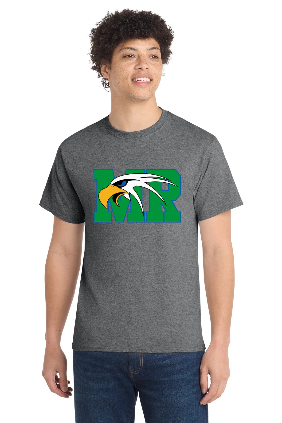 Maple River High School hockey_boys - Graphite Heather Port & Co Core Cotton Tee. PC54