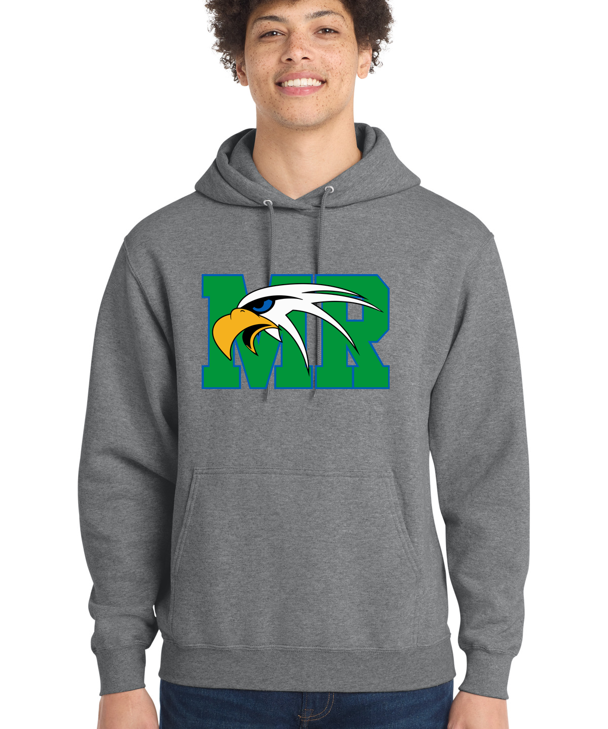 Maple River High School hockey_boys - Graphite Heather Port & Co Core Fleece Pullover Hooded Sweatshirt. PC78H