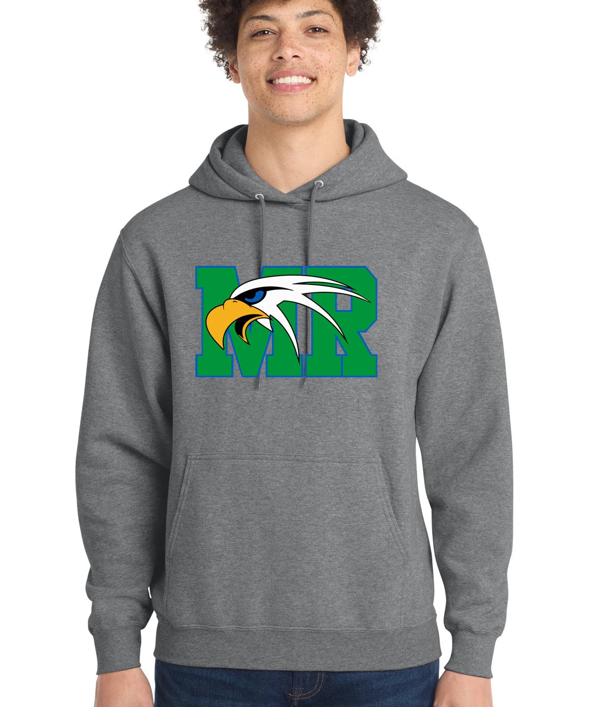 Maple River High School hockey_boys - Graphite Heather Port & Co Core Fleece Pullover Hooded Sweatshirt. PC78H