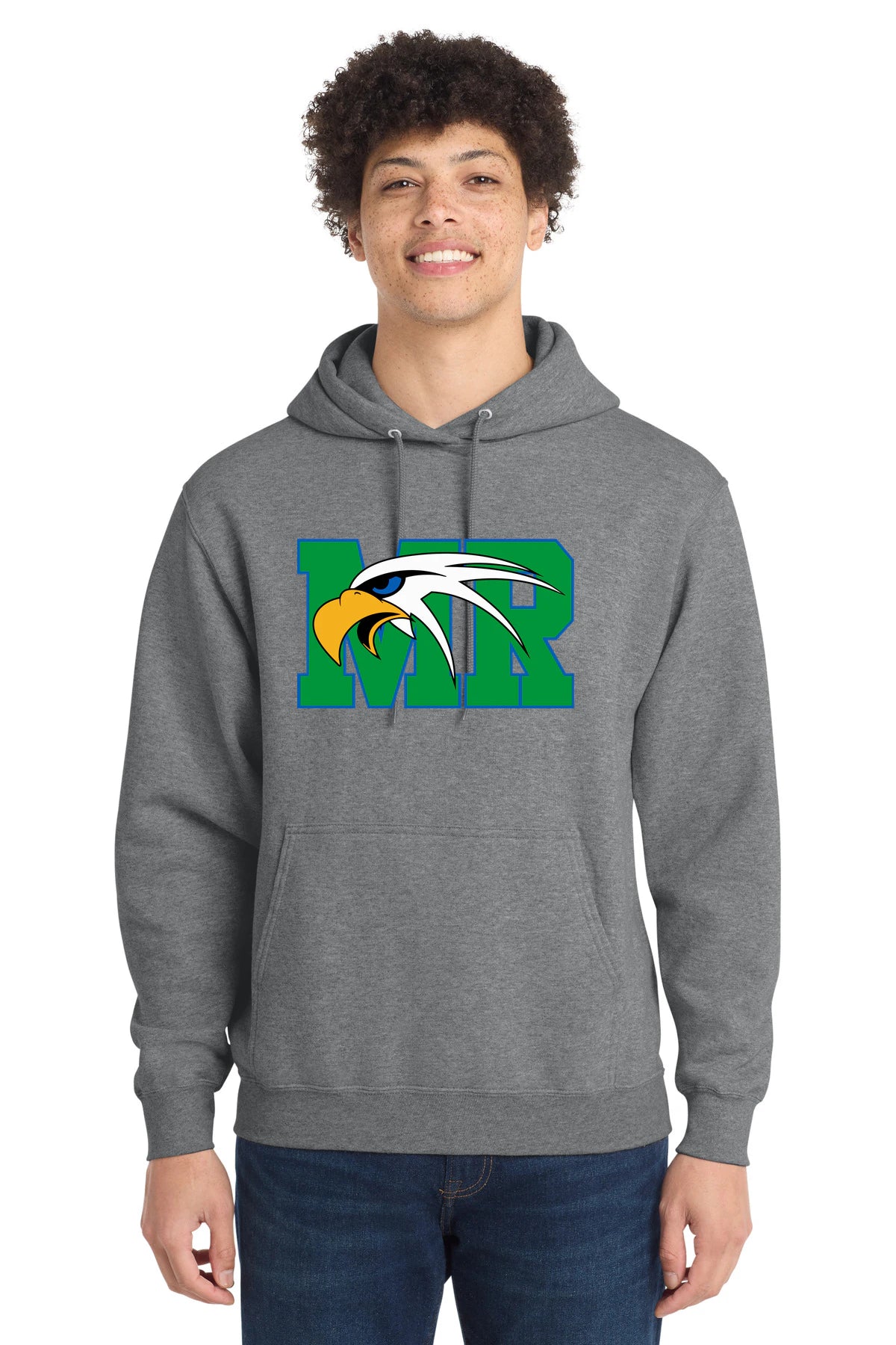 Maple River High School hockey_boys - Graphite Heather Port & Co Core Fleece Pullover Hooded Sweatshirt. PC78H