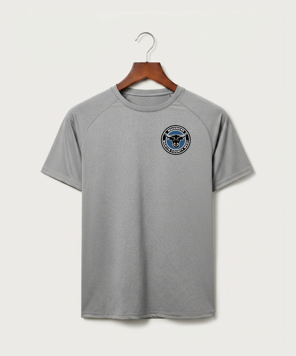 Martin County West High School Football (Boys) - Gray Tee - Left Chest