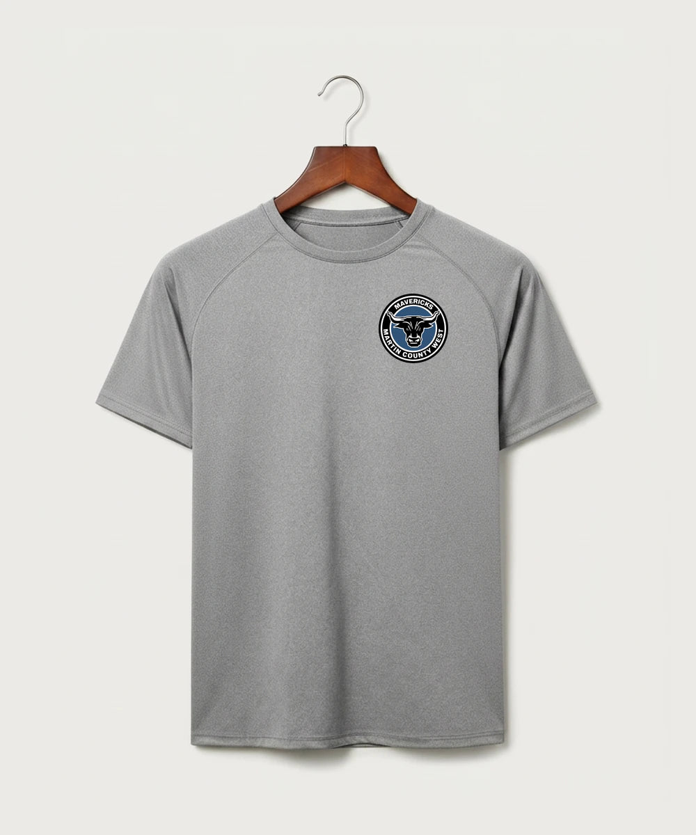 Martin County West High School Football (Boys) - Gray Tee - Left Chest