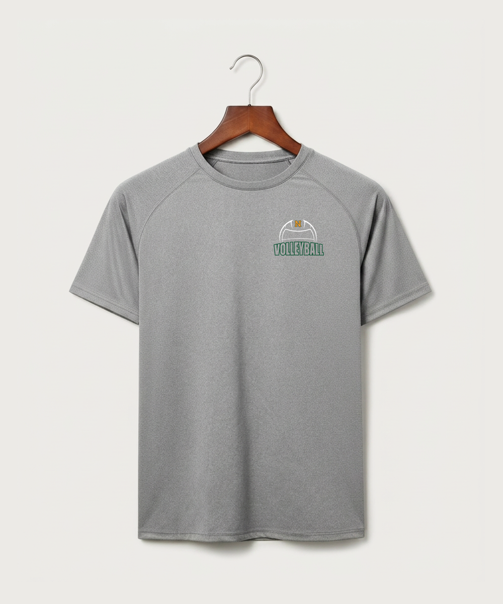 Nevis High School Volleyball (Girls) - Gray Tee - Left Chest