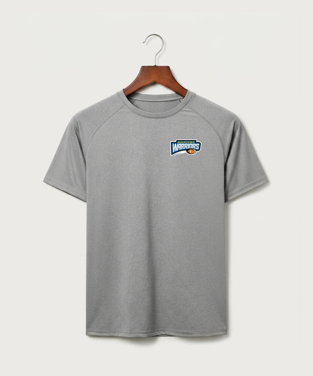 Macktown Warriors Football (Boys) - Gray Tee - Left Chest