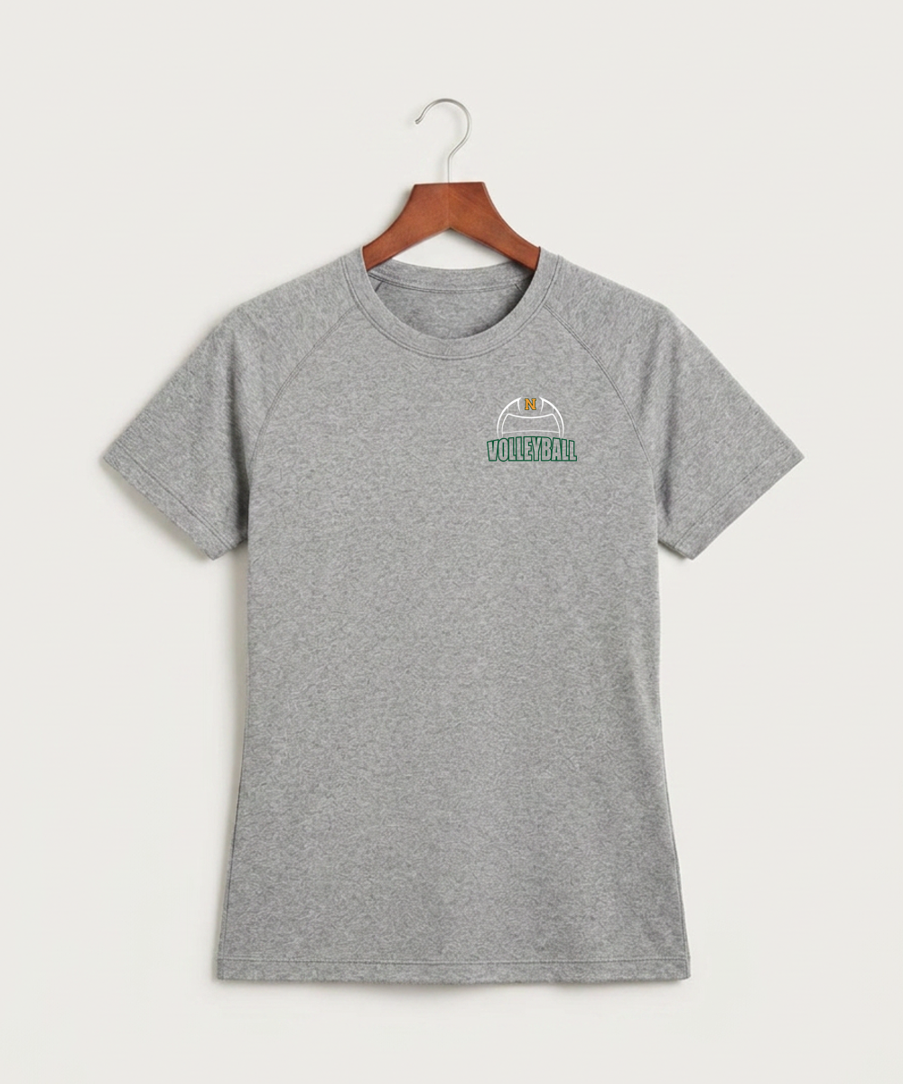 Nevis High School Volleyball (Girls) - Gray Tee - Left Chest