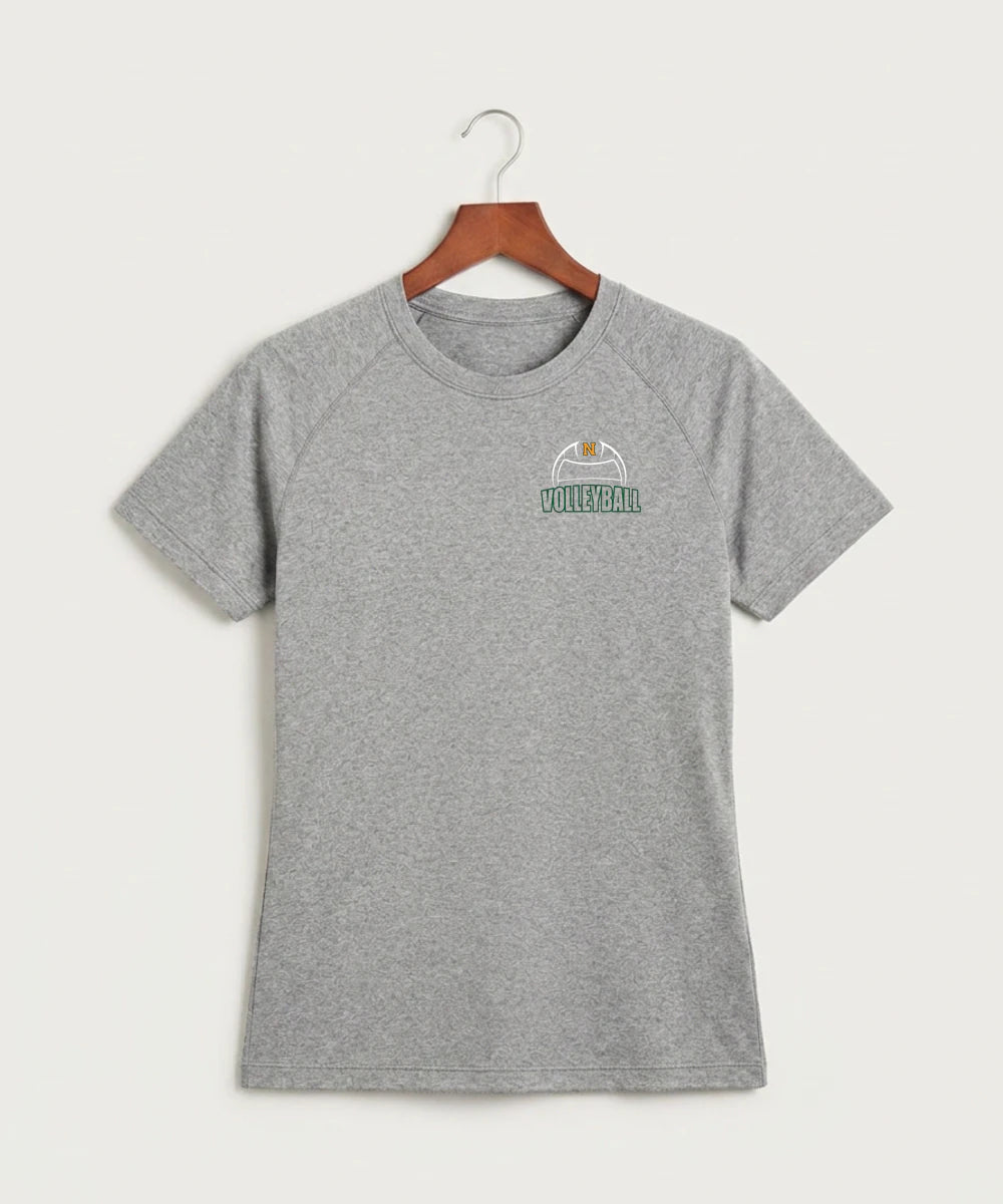 Nevis High School Volleyball (Girls) - Gray Tee - Left Chest
