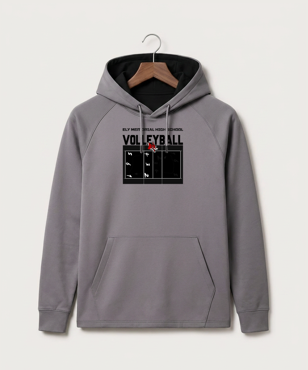 Ely Memorial High School Volleyball (Girls) - Gray Hoodie - Full Front