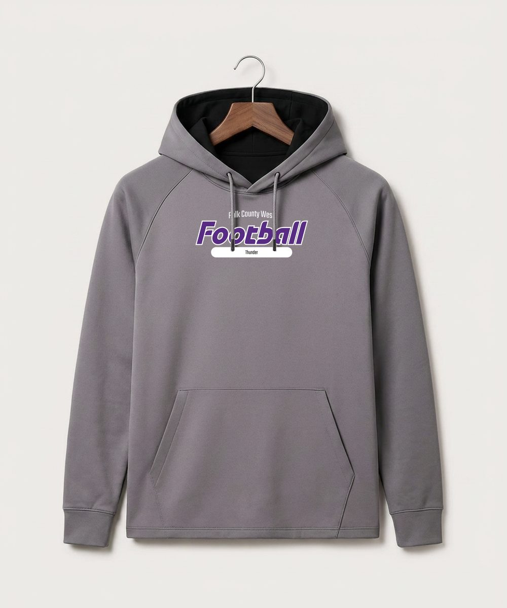 Polk County West Football (Boys) - Gray Hoodie - Full Front
