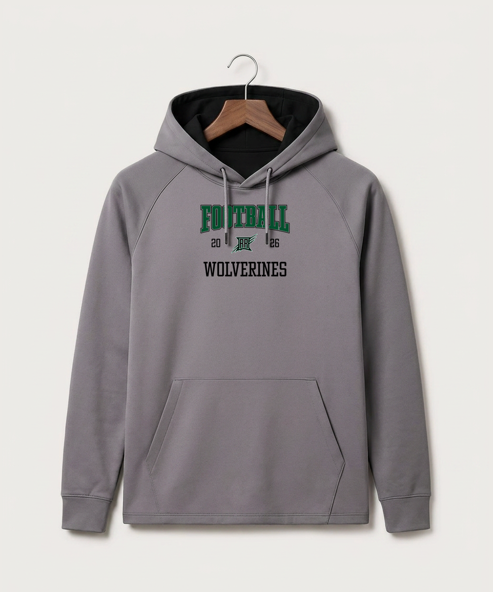 Rock Ridge High School Football (Boys) - Gray Hoodie - Full Front