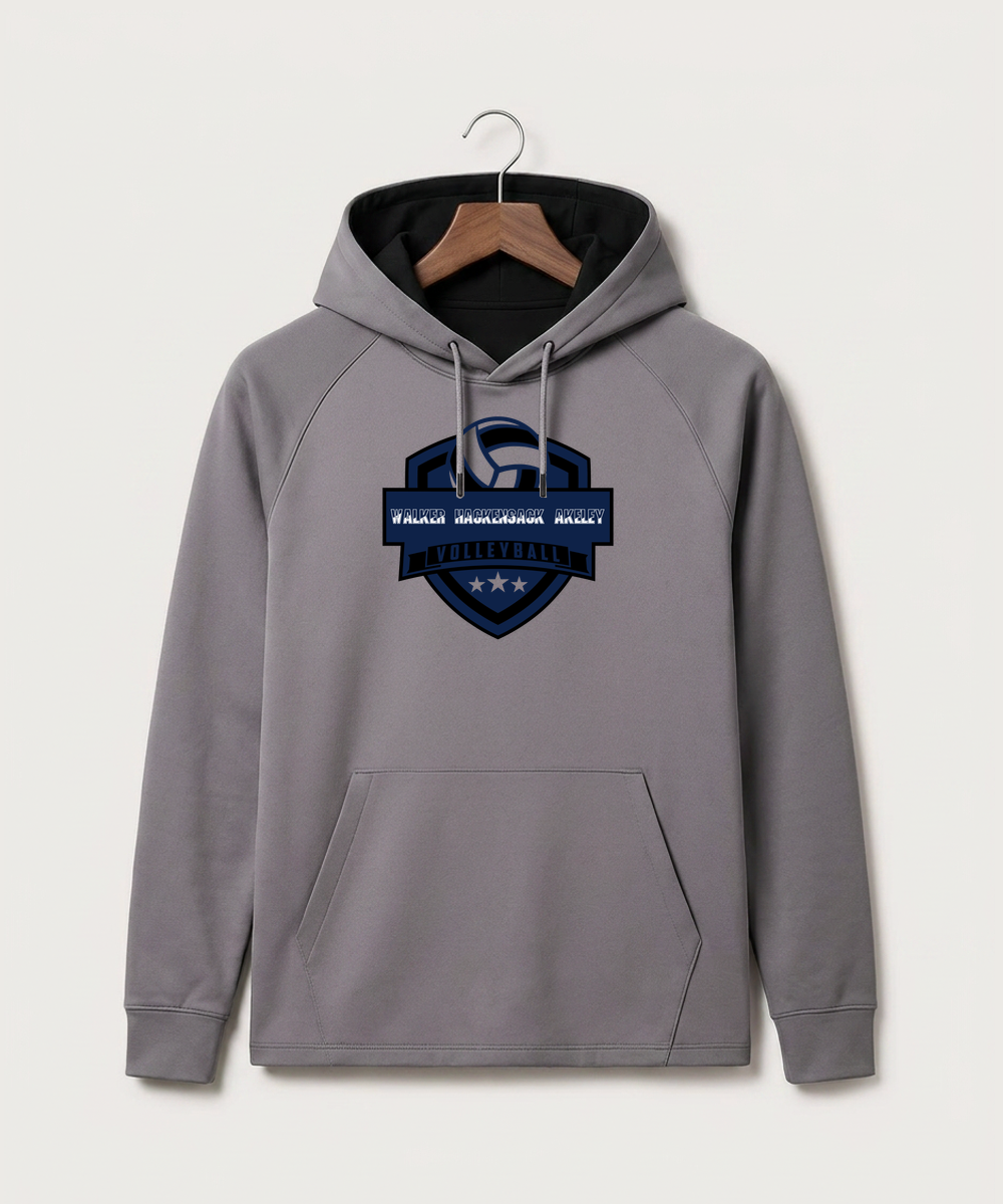 Walker Hackensack Akeley Volleyball (Girls) - Gray Hoodie - Full Front