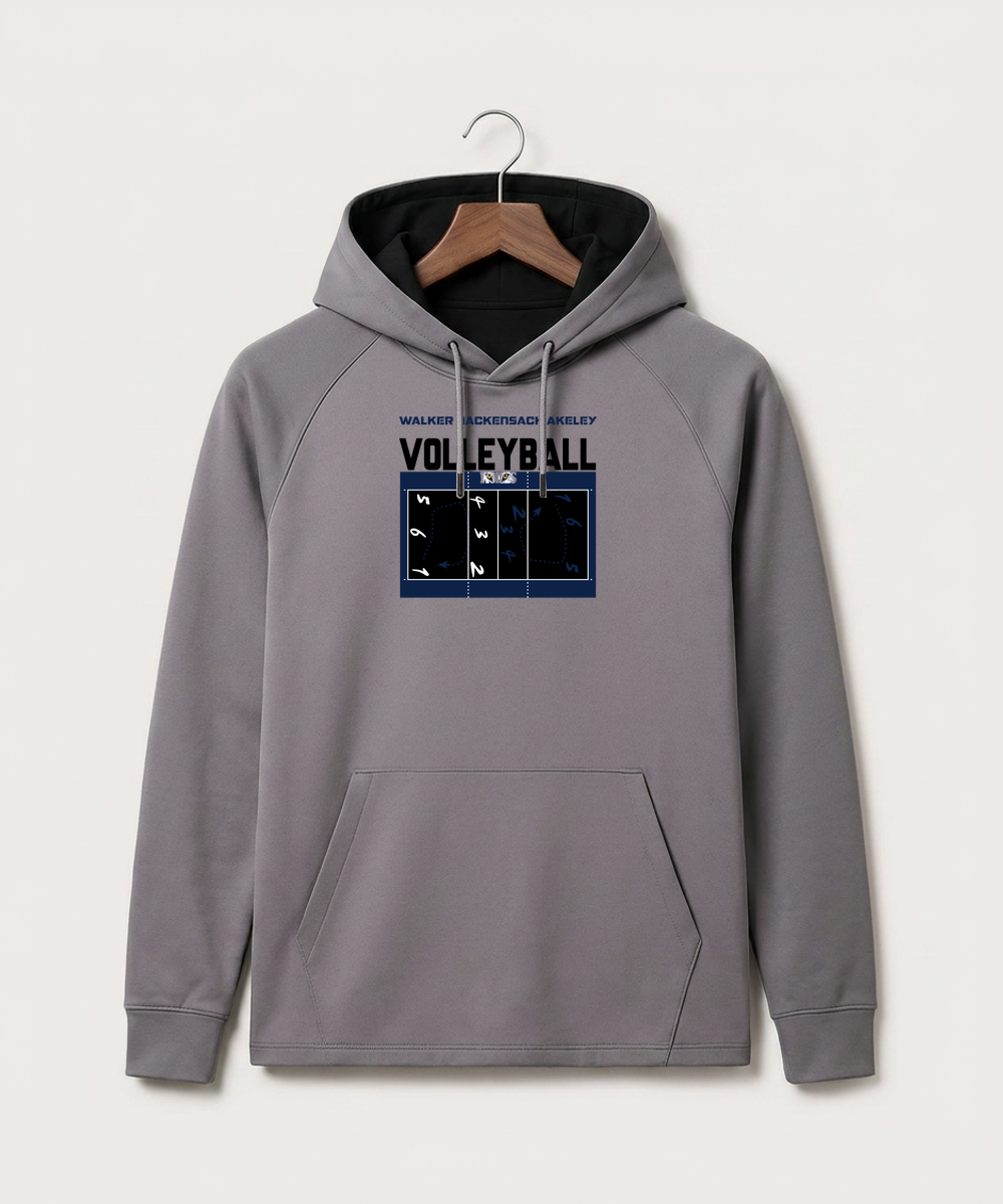 Walker Hackensack Akeley Volleyball (Girls) - Gray Hoodie - Full Front
