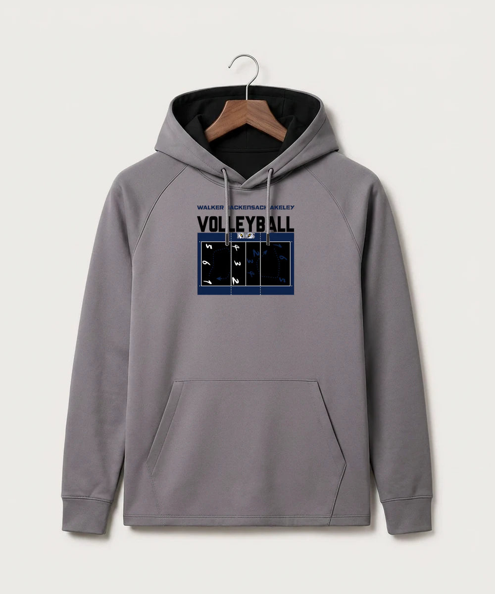 Walker Hackensack Akeley Volleyball (Girls) - Gray Hoodie - Full Front