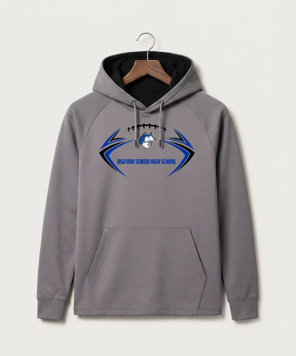 Bigfork Senior High School Football (Boys) - Gray Hoodie - Full Front