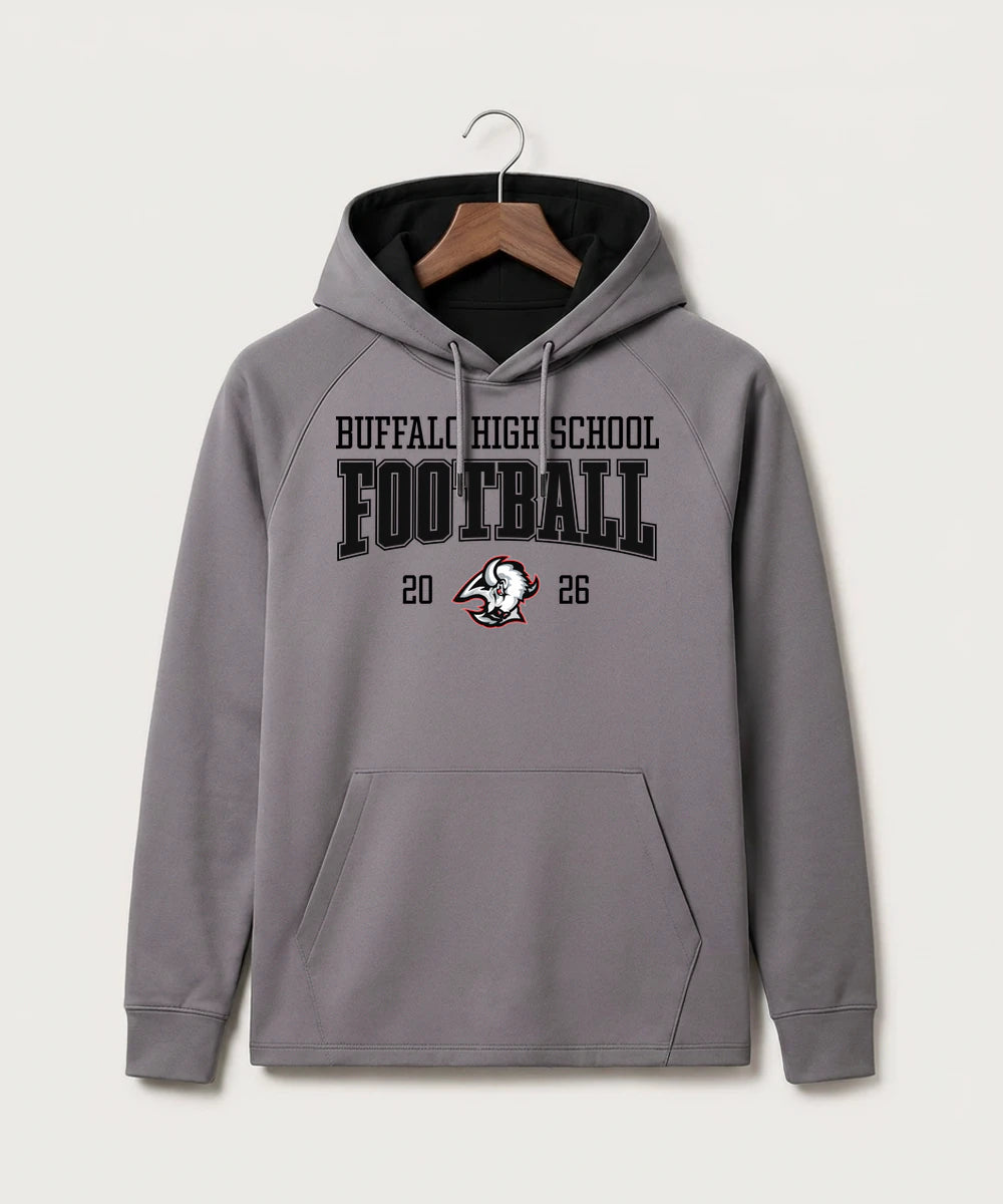 Buffalo High School Football (Boys) - Gray Hoodie - Full Front