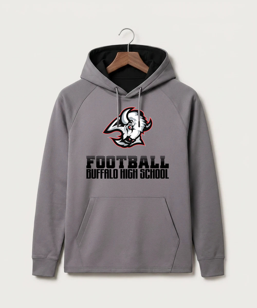 Buffalo High School Football (Boys) - Gray Hoodie - Full Front